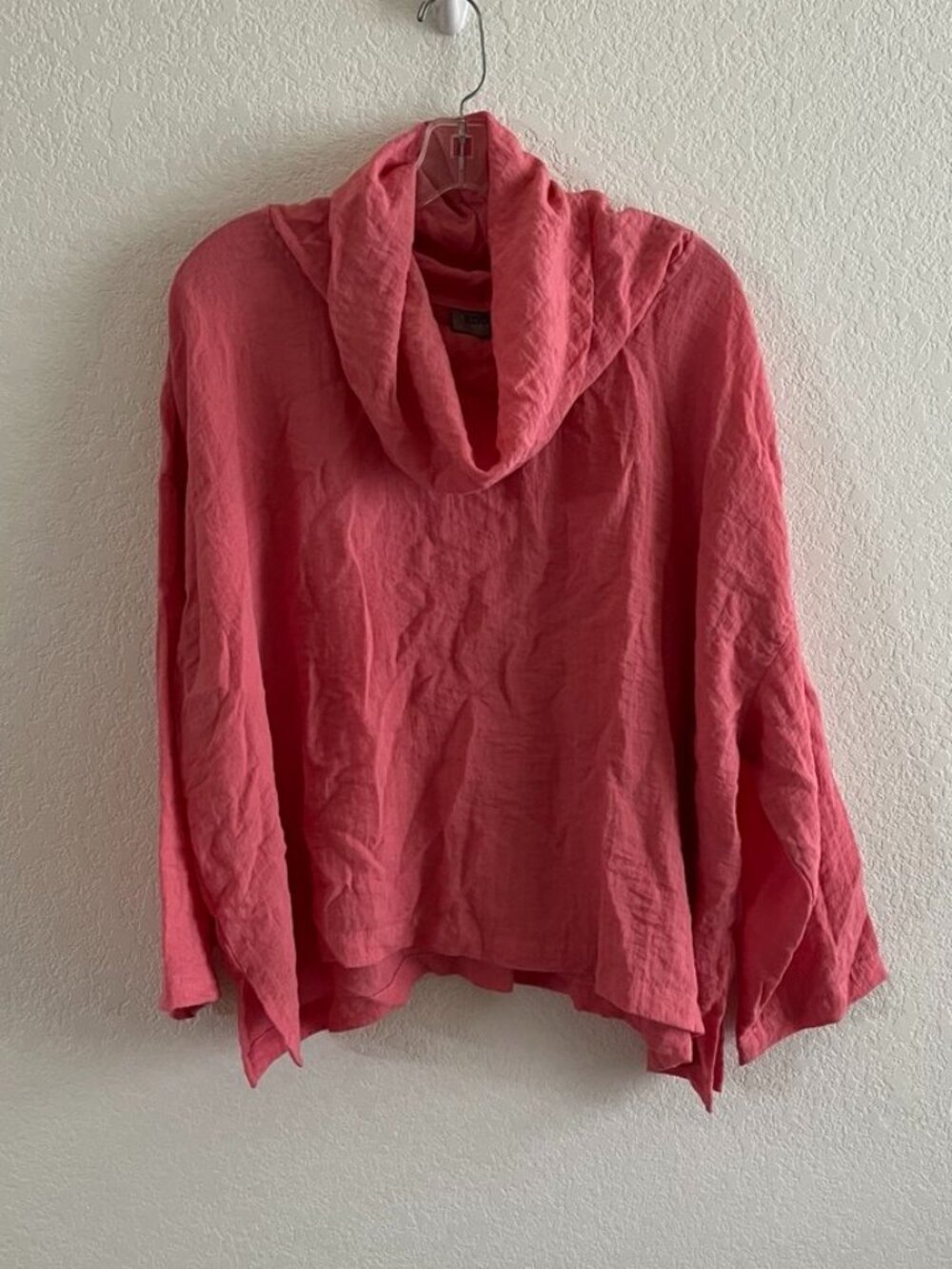 Eleven Stitch Design Crinkle Cowl Neck Blouse Top